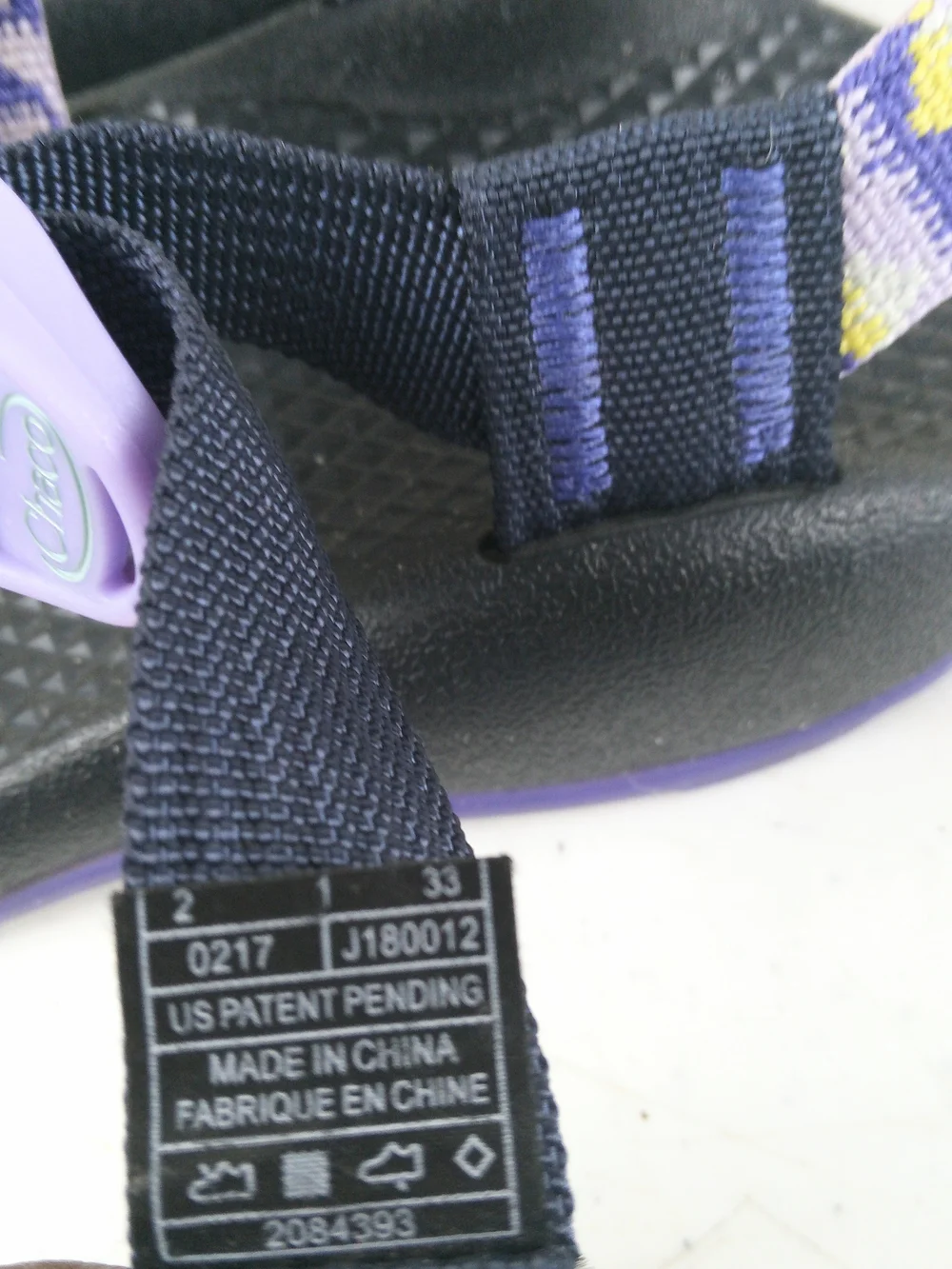Chaco Style Strappy Hiking Sandals in Purple Yellow Black Kids Size 2 Slingback